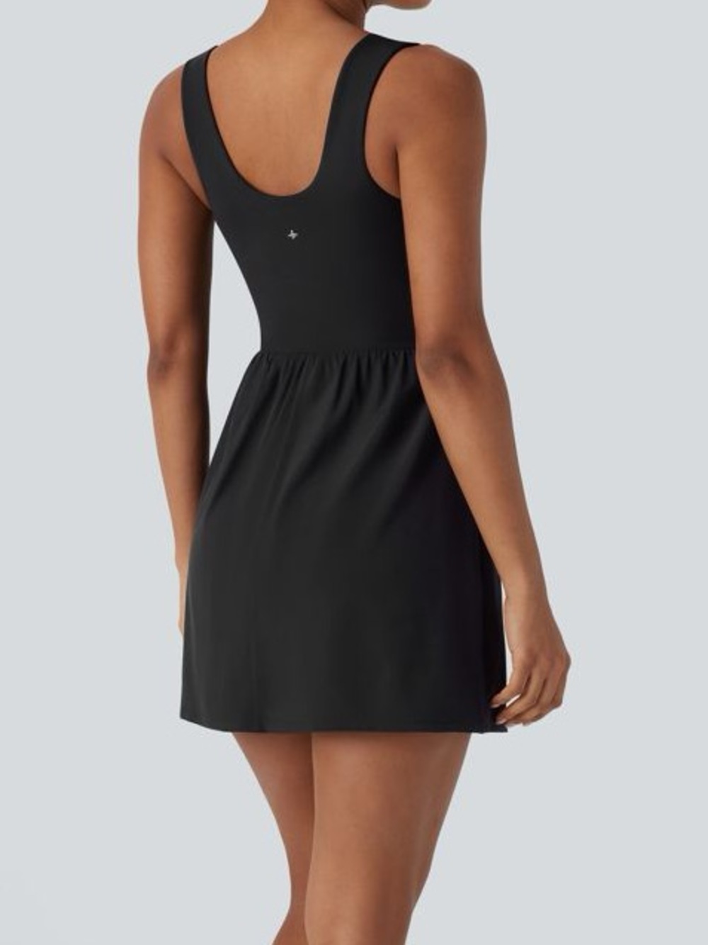 NWT Halara Breezeful Square Neck Active Dress M Black Built In Shorts Pockets - Picture 4 of 15